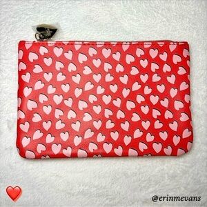 Free with $15 Purchase Ipsy Cosmetic Bag February 2022 Hearts Red Pleather New